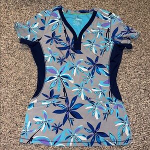 Healing Hands Floral Blue and Purple Women's Top